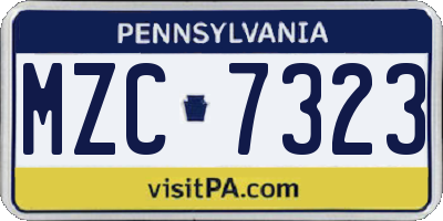 PA license plate MZC7323