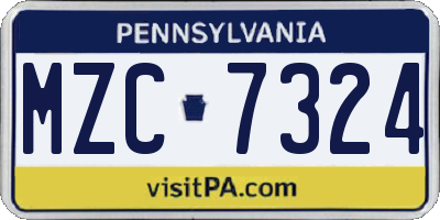 PA license plate MZC7324