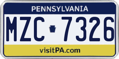 PA license plate MZC7326