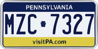 PA license plate MZC7327