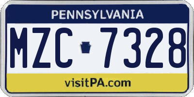 PA license plate MZC7328