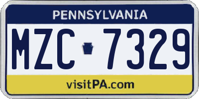 PA license plate MZC7329