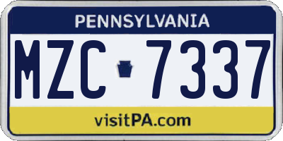 PA license plate MZC7337
