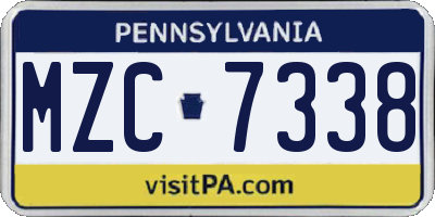PA license plate MZC7338