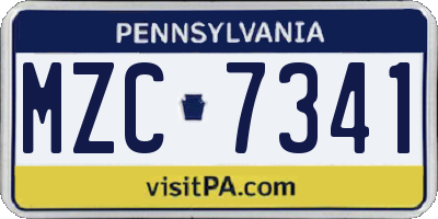 PA license plate MZC7341