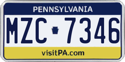 PA license plate MZC7346