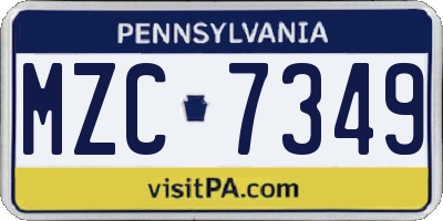 PA license plate MZC7349
