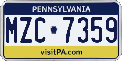 PA license plate MZC7359