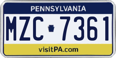 PA license plate MZC7361