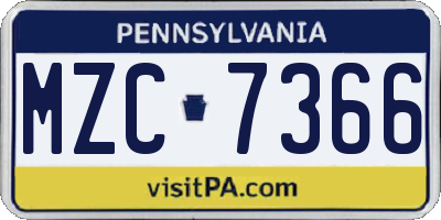 PA license plate MZC7366