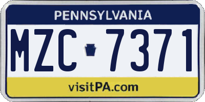 PA license plate MZC7371
