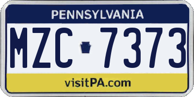 PA license plate MZC7373