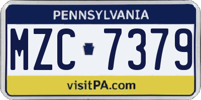 PA license plate MZC7379