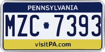 PA license plate MZC7393