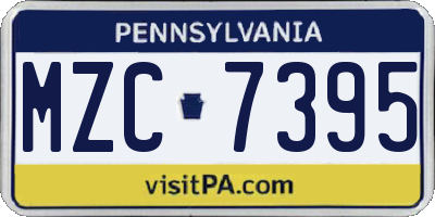 PA license plate MZC7395