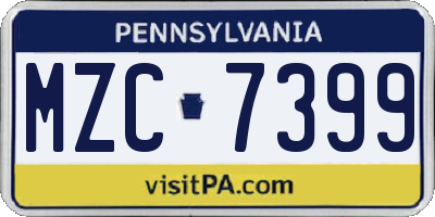 PA license plate MZC7399