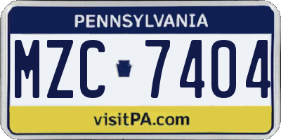 PA license plate MZC7404