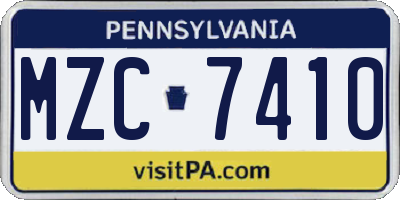 PA license plate MZC7410