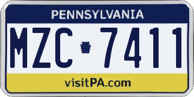 PA license plate MZC7411