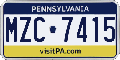PA license plate MZC7415