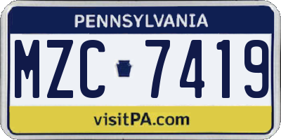 PA license plate MZC7419