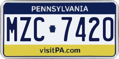 PA license plate MZC7420
