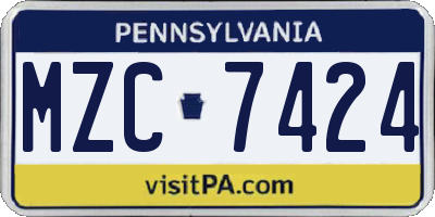 PA license plate MZC7424