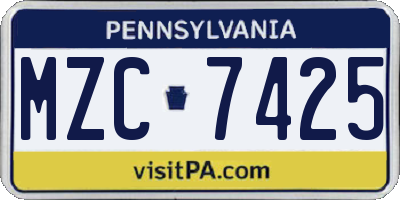 PA license plate MZC7425