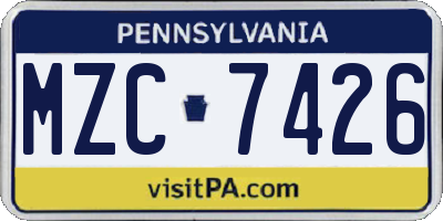 PA license plate MZC7426