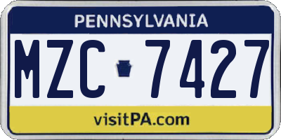 PA license plate MZC7427