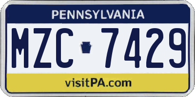 PA license plate MZC7429