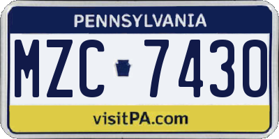 PA license plate MZC7430