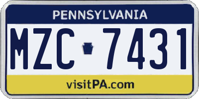 PA license plate MZC7431