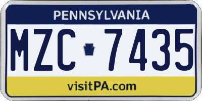 PA license plate MZC7435