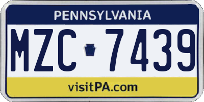 PA license plate MZC7439