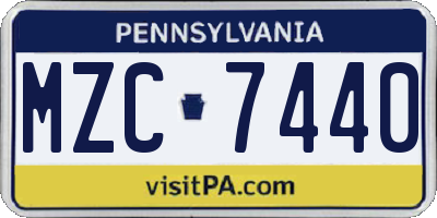 PA license plate MZC7440