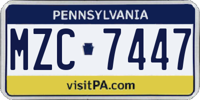 PA license plate MZC7447