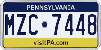 PA license plate MZC7448