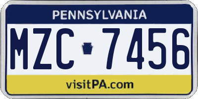PA license plate MZC7456