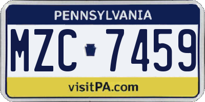 PA license plate MZC7459