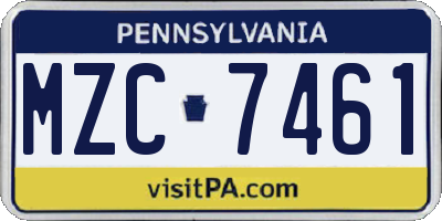 PA license plate MZC7461