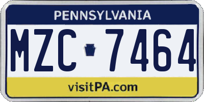 PA license plate MZC7464