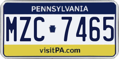 PA license plate MZC7465