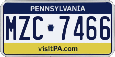 PA license plate MZC7466