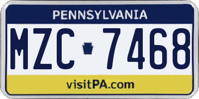 PA license plate MZC7468