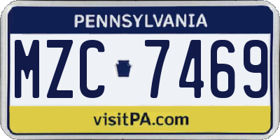 PA license plate MZC7469