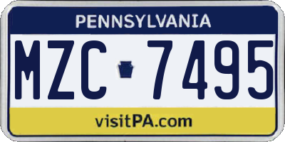 PA license plate MZC7495