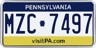 PA license plate MZC7497