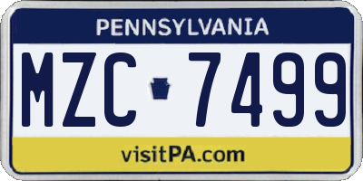 PA license plate MZC7499