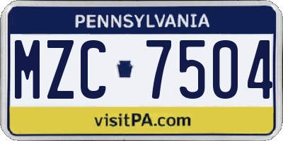 PA license plate MZC7504